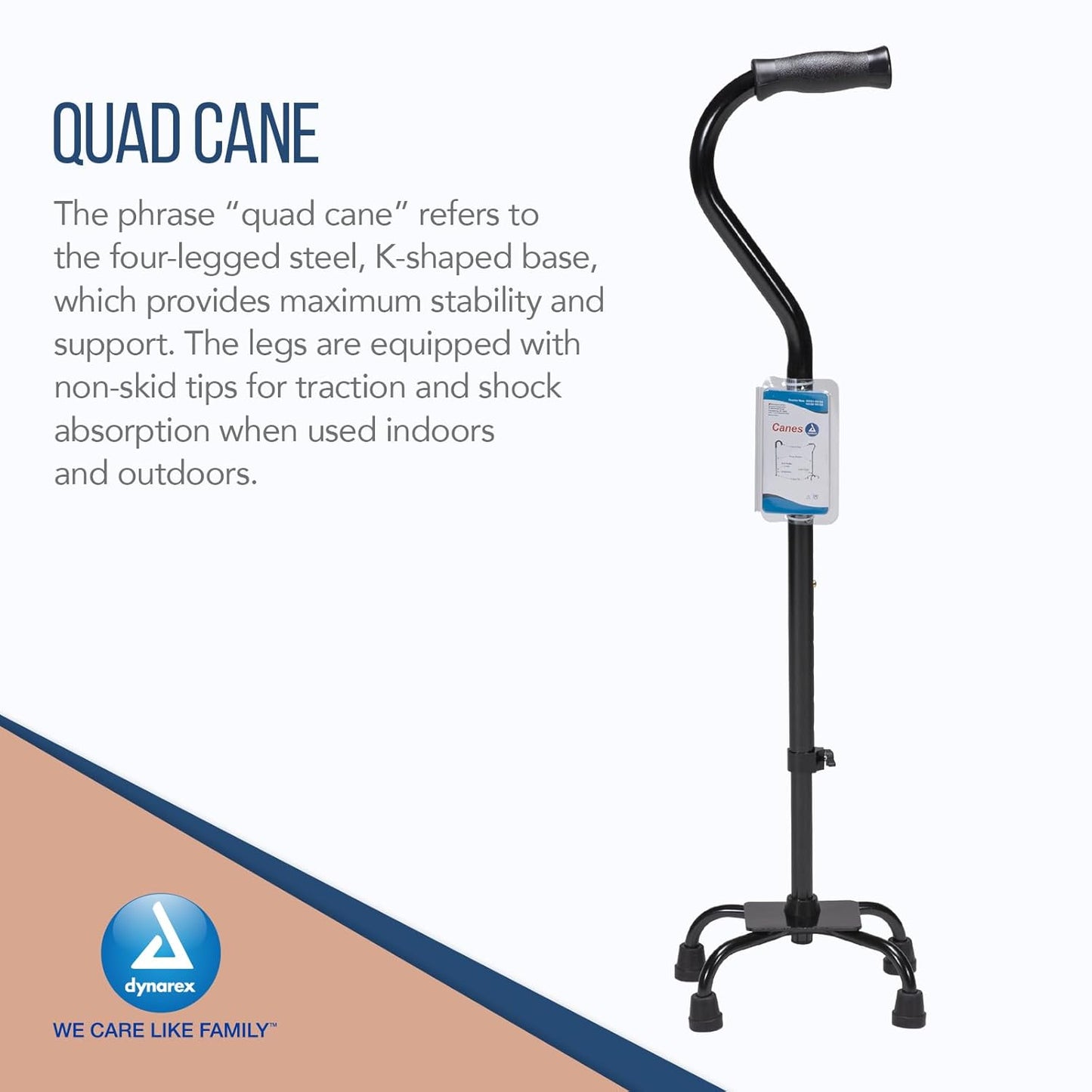Dynarex Quad Cane - Small Base, Adult, 4boxes/case (4 Count)
