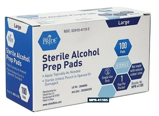 MedPride Sterile Alcohol Prep Pads - Large  - 100 pads, Case of 10 ( 1000 count)