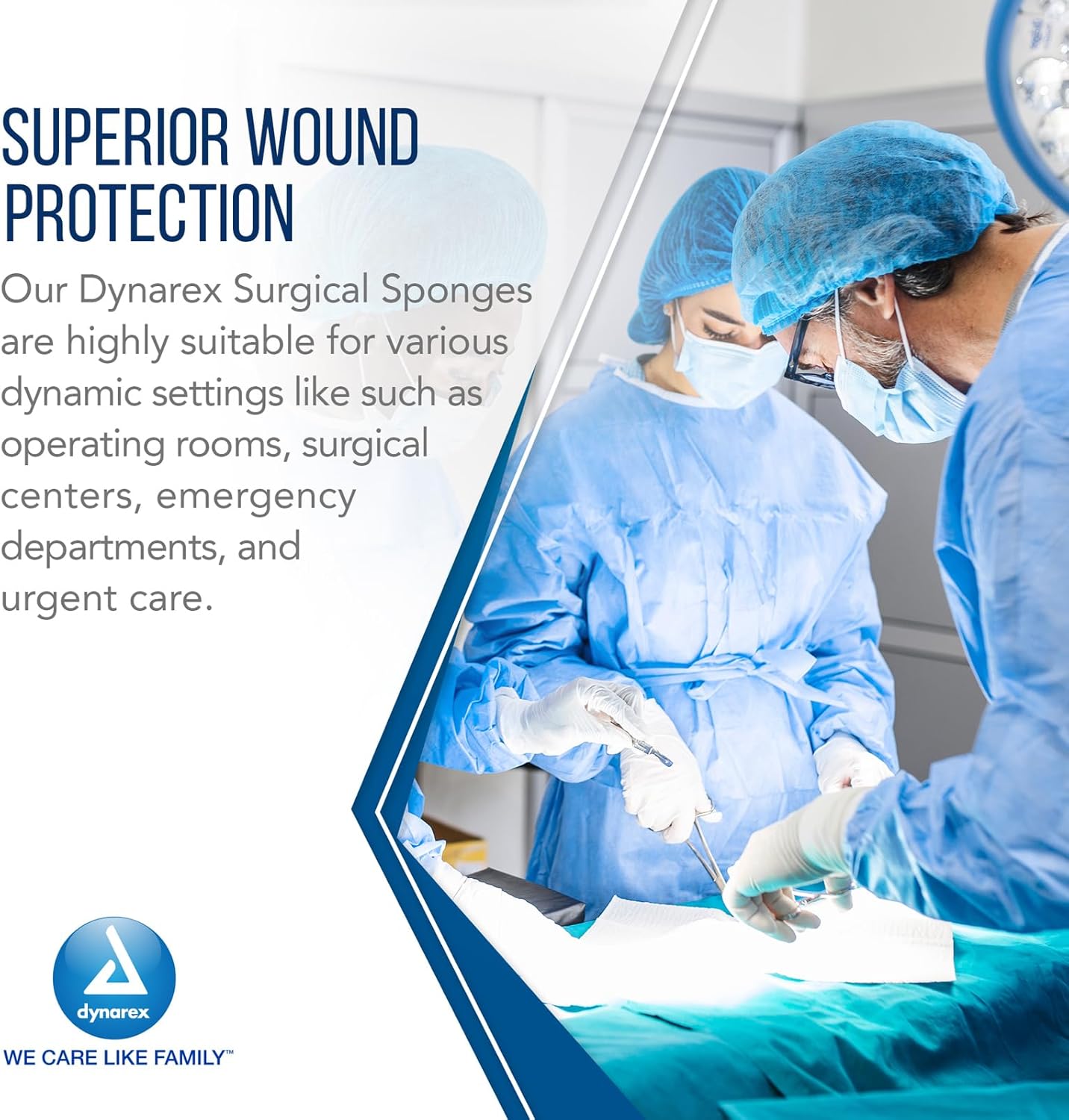 Dynarex Surgical Gauze Sponge, 2" x 2" 12 Ply, 200ea/bx, 40bxs/cs (8000 Count)