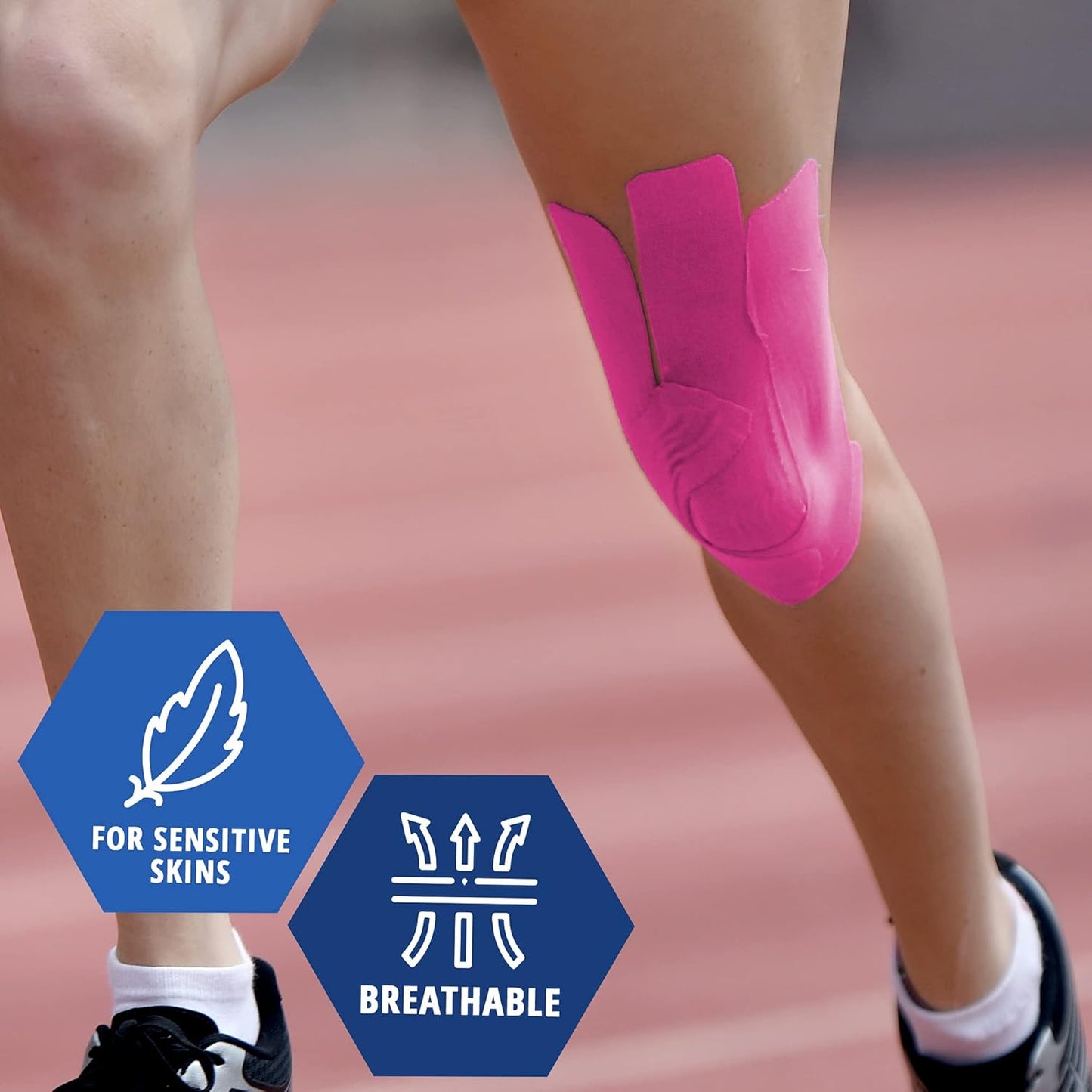 MedPride Kinesiology Tape – Pink 2”x5M Latex-Free Athletic Tape for Pain Relief, Injured Muscle Support, 24/Box, Case of 6 (144 Count)