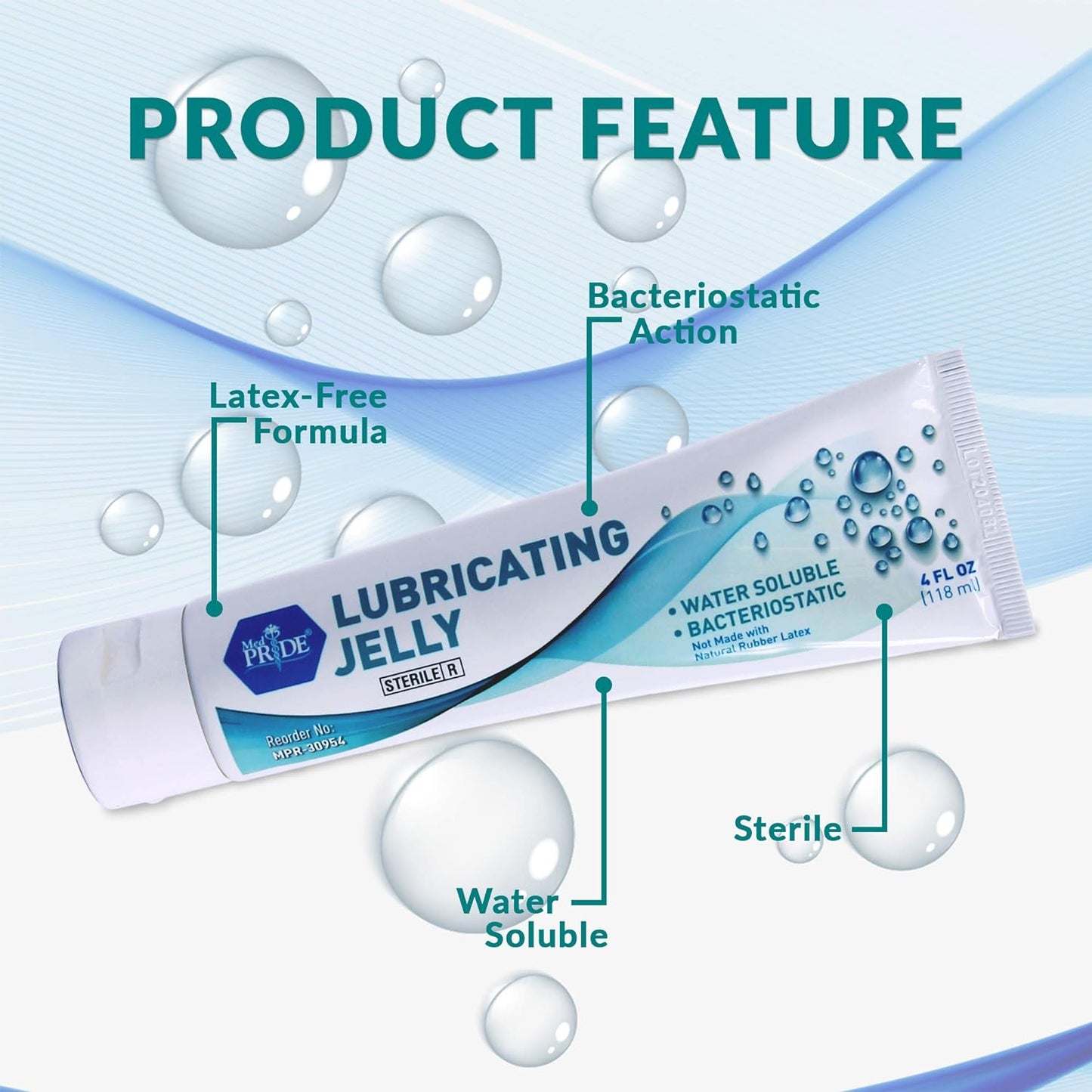 MedPride Lubricating Jelly 4fl Oz Tube - 12 Box / Case of 6 (72 count)