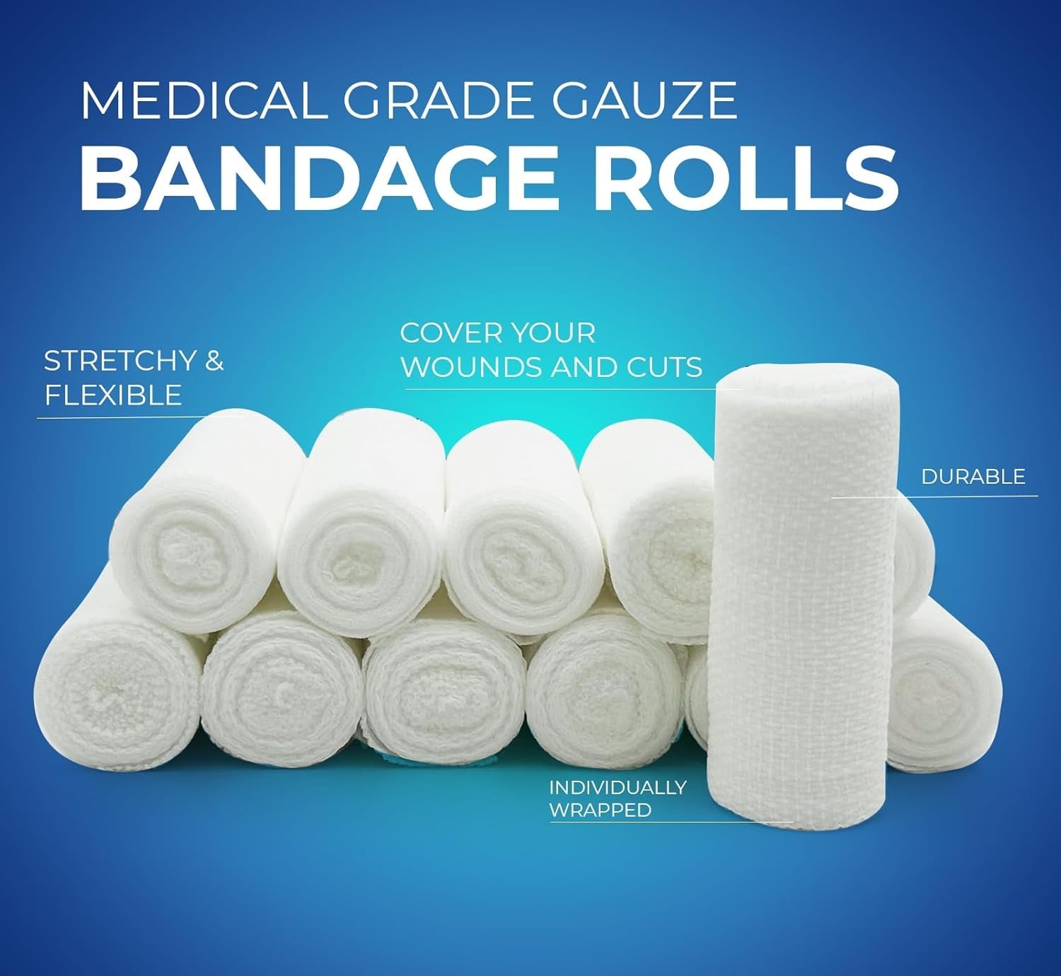 MedPride Conforming Stretch Gauze Bandage Roll -  Sterile - 2"x4.1 yd - 12 Rolls, Case of 8