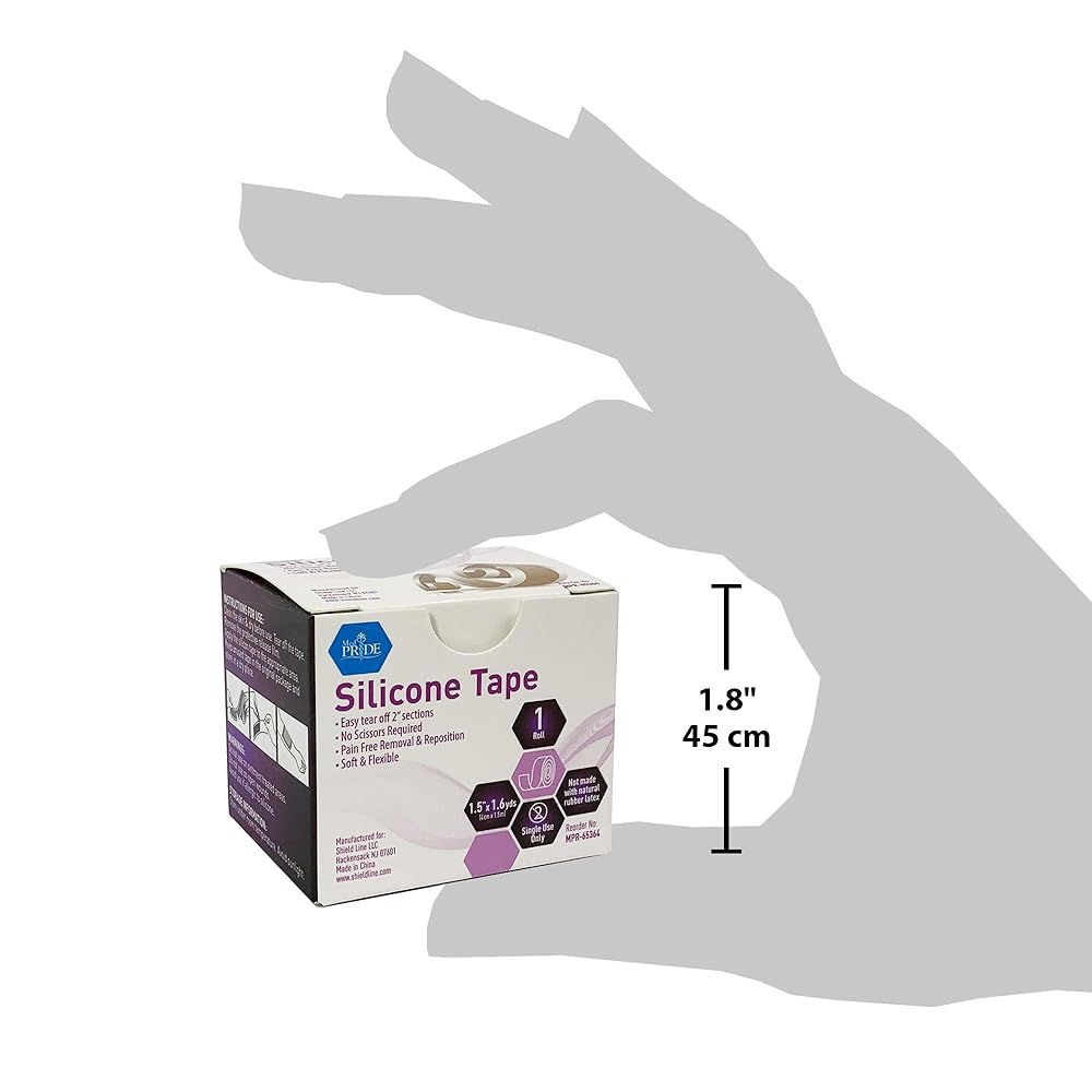 MedPride Easy-Tear Silicone Gel Tape Roll, 1.5" x 1.6yds - Case of 100