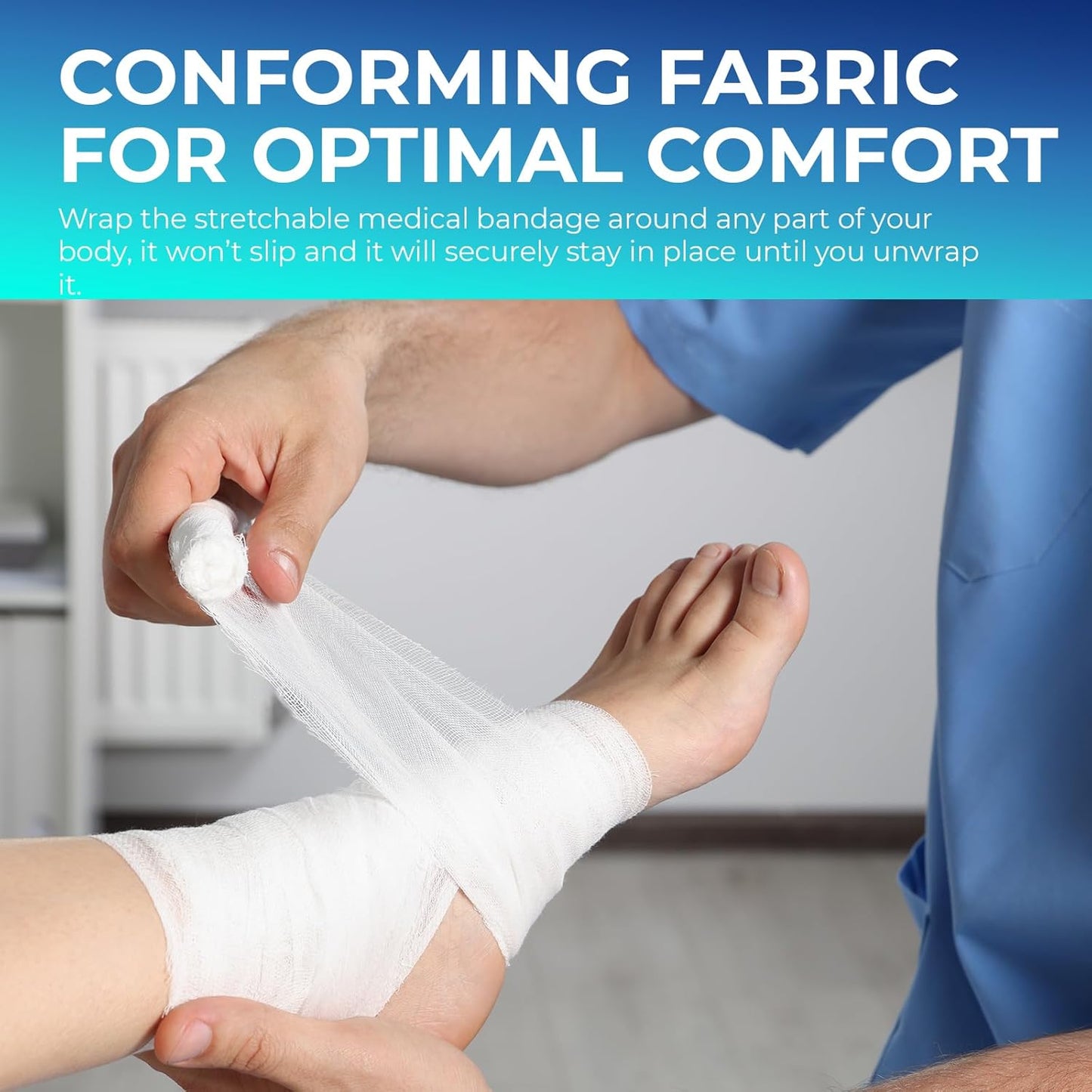 MedPride Conforming Stretch Gauze Bandage Roll -  Sterile - 2"x4.1 yd - 12 Rolls, Case of 8