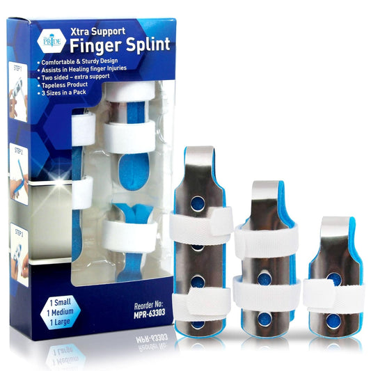 MedPride Finger Splint - S,M,L - 3 Size/pack - 6/box, Case of 12 (216 Count)