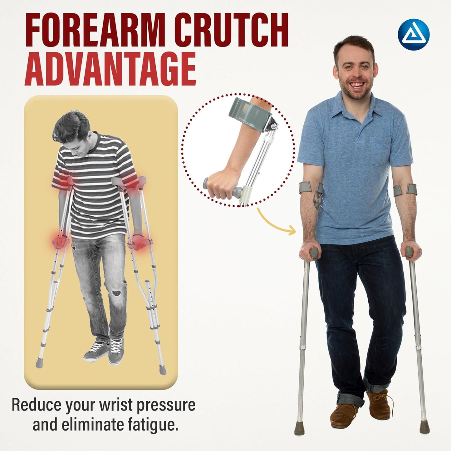 Dynarex Forearm Crutches Pair - Adult, 5'0" - 6'2" 6bx/case (6 Pairs)