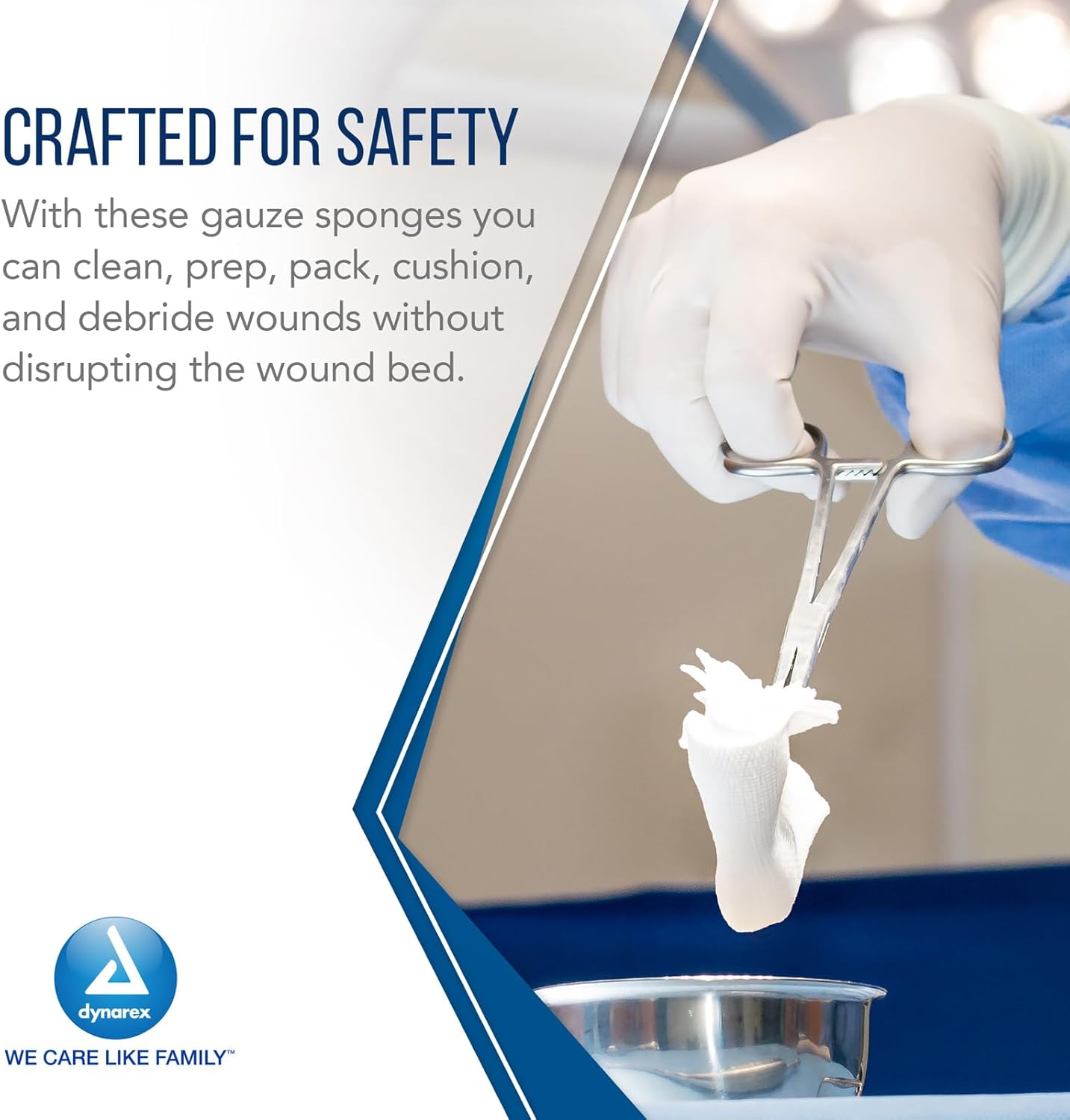 Dynarex Surgical Gauze Sponge, 2" x 2" 8 Ply, 200ea/bx, 25bxs/cs (5000 Count)