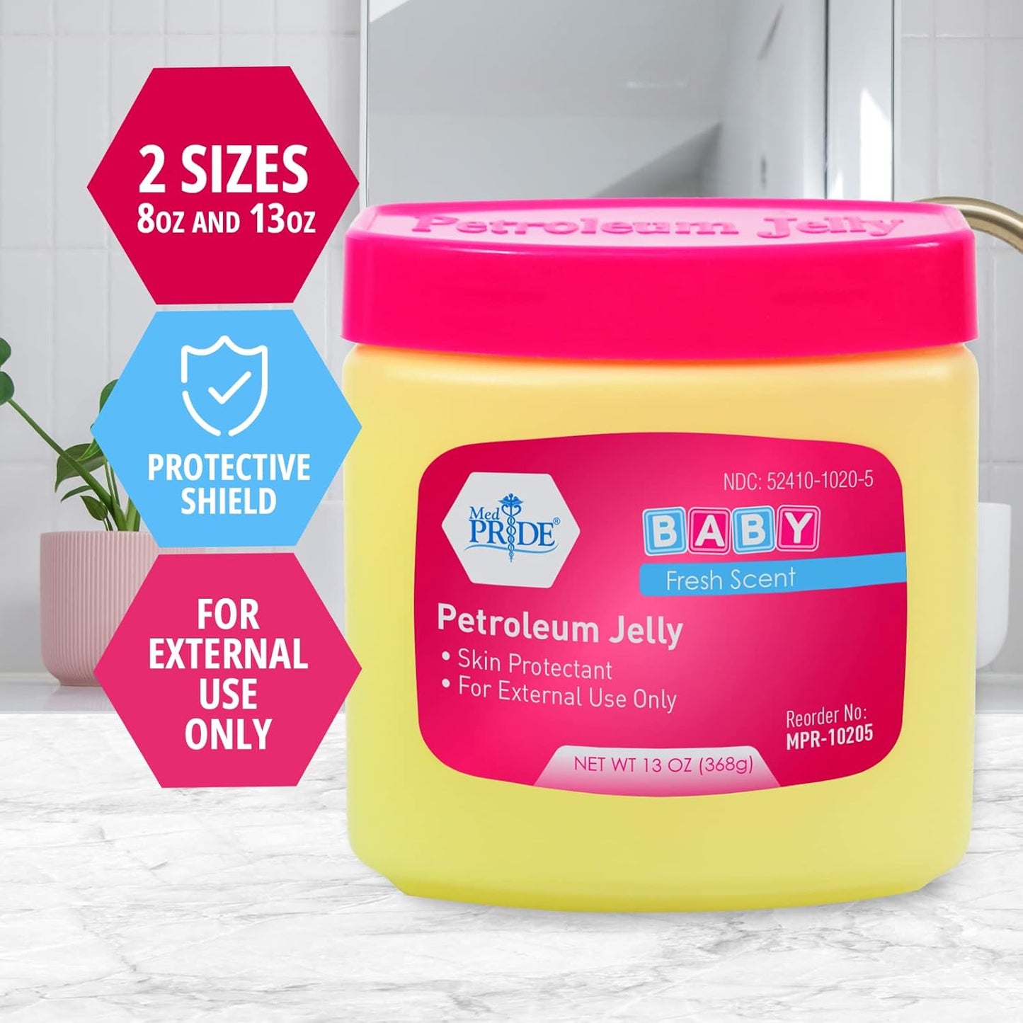 MedPride Petroleum Jelly With Fresh Baby Scent - Baby Pink, 13 oz - 24/cs. (24 Count)