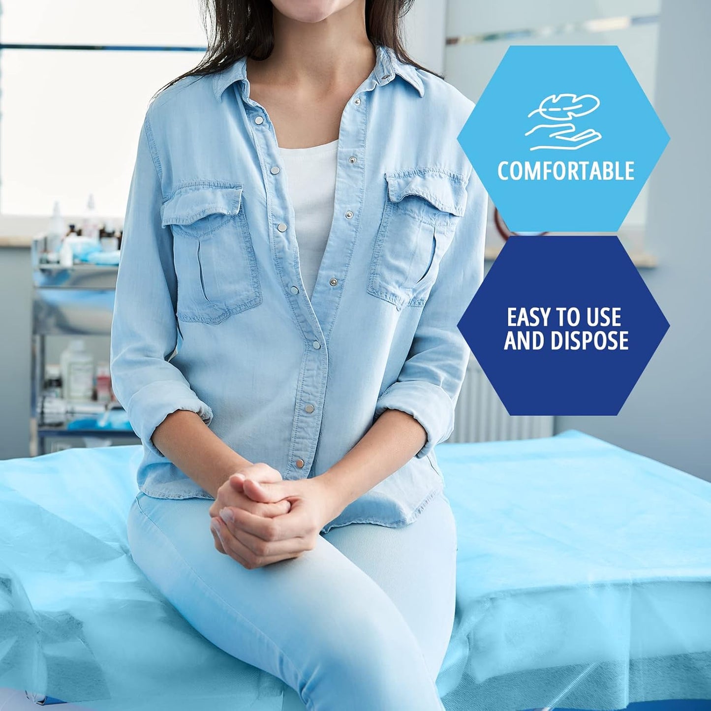 MedPride Disposable Drape Sheets, Blue - 40" x 90" - 2 ply - P/T - 25/Pack, Case of 2 (50 Count)