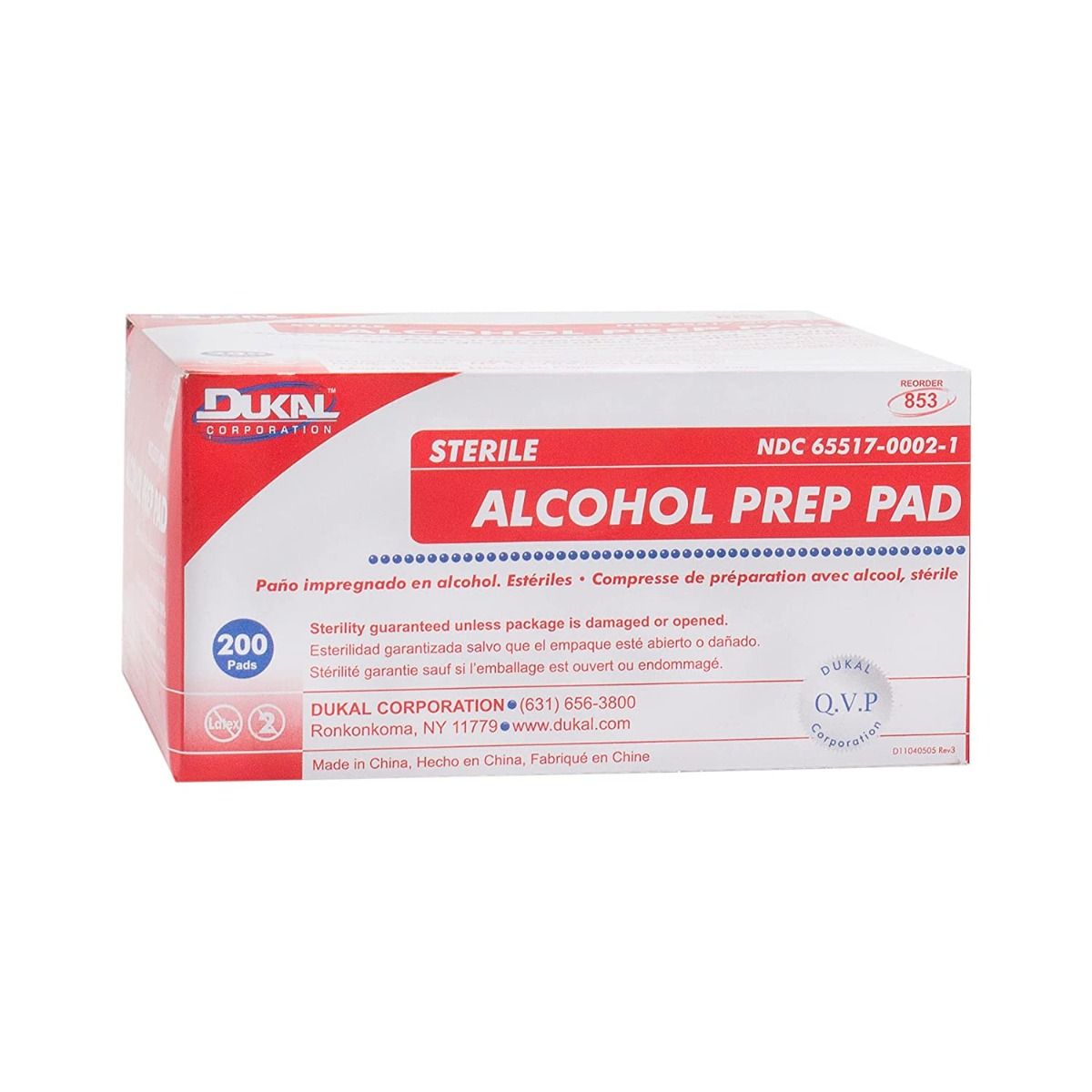 Dukal Alcohol Prep Pads 200Box/20 Case (4000 Count)