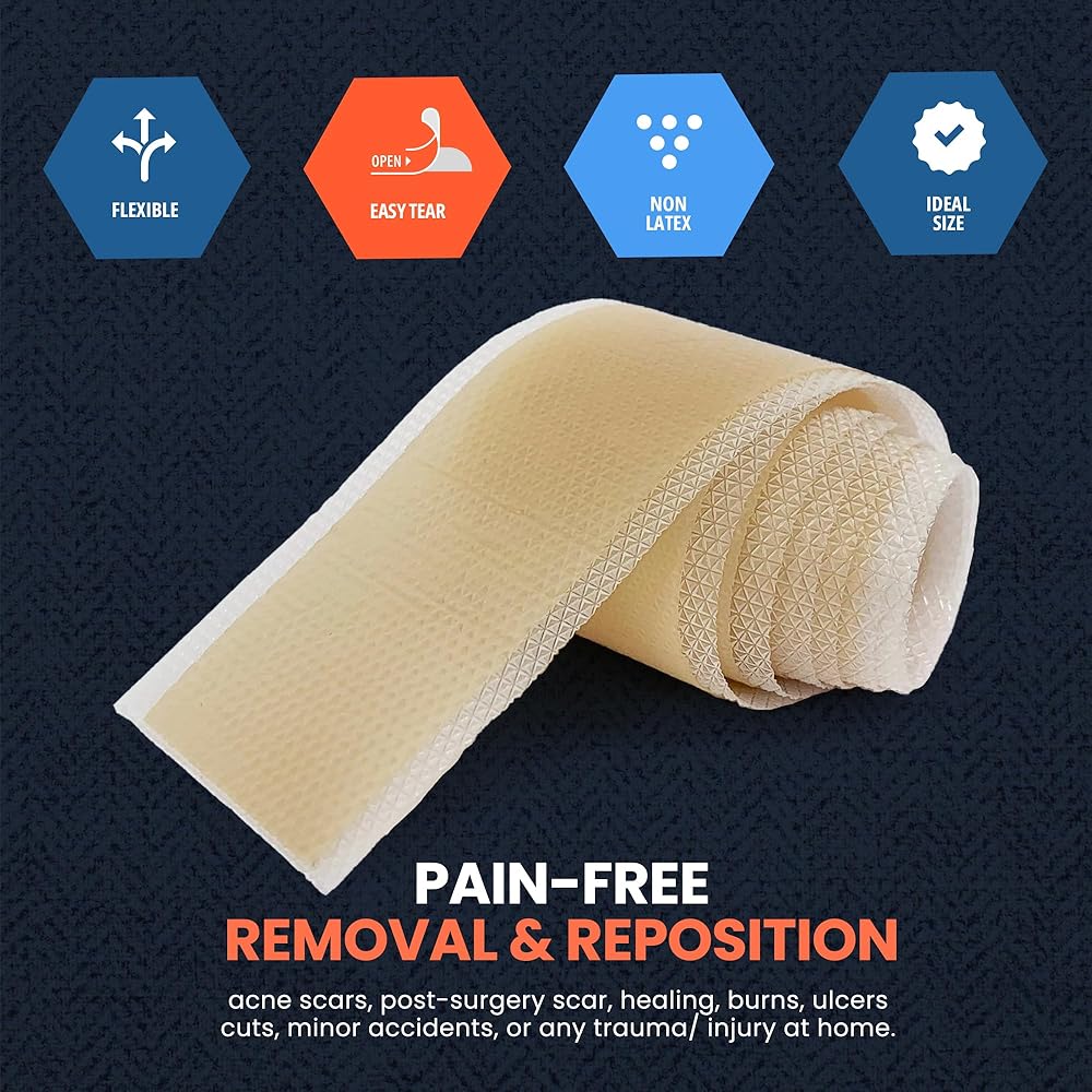 MedPride Easy-Tear Silicone Gel Tape Roll, 1.5" x 1.6yds - Case of 100