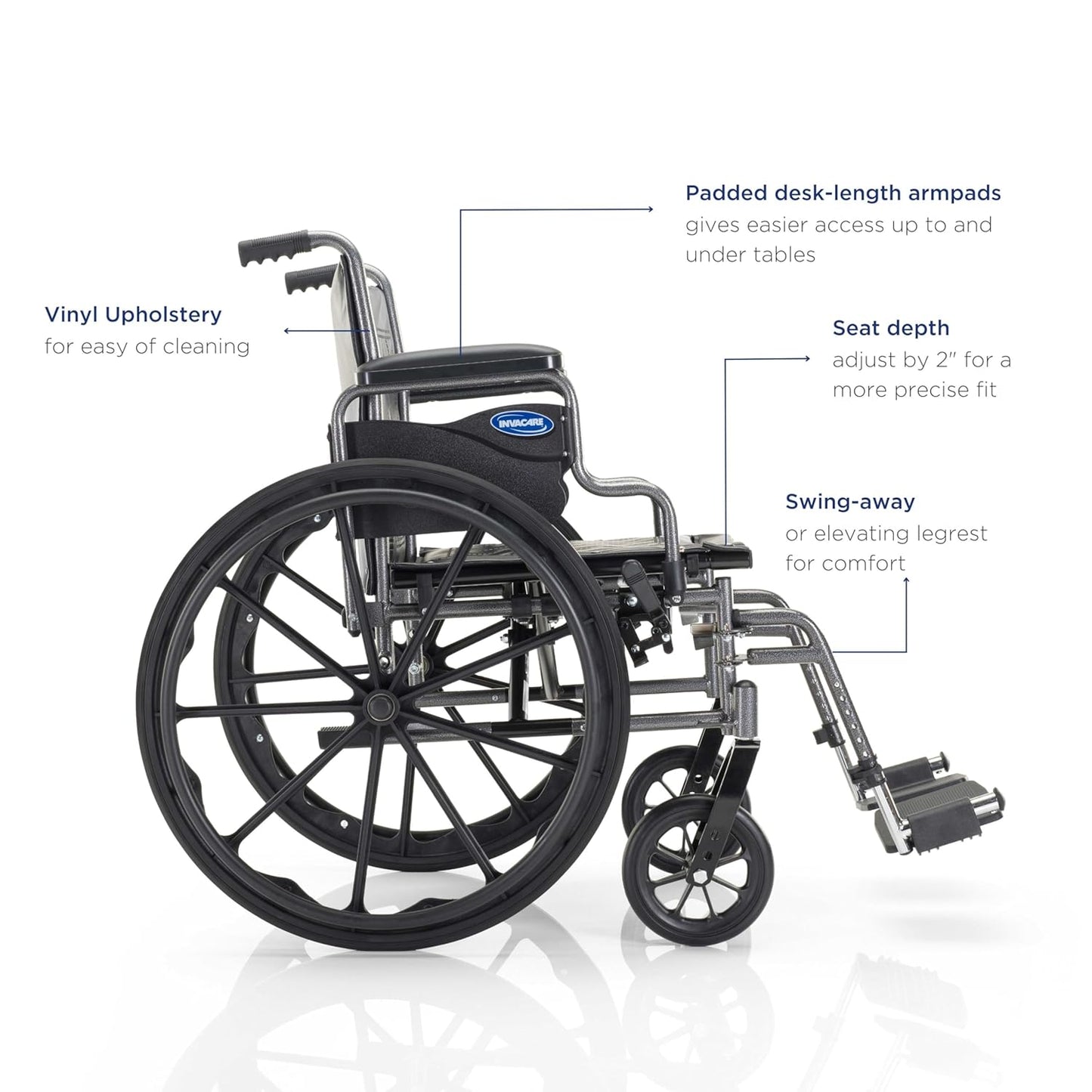 Invacare Essentials SX3 Wheelchair with Desk Arms and Swingaway Footrests