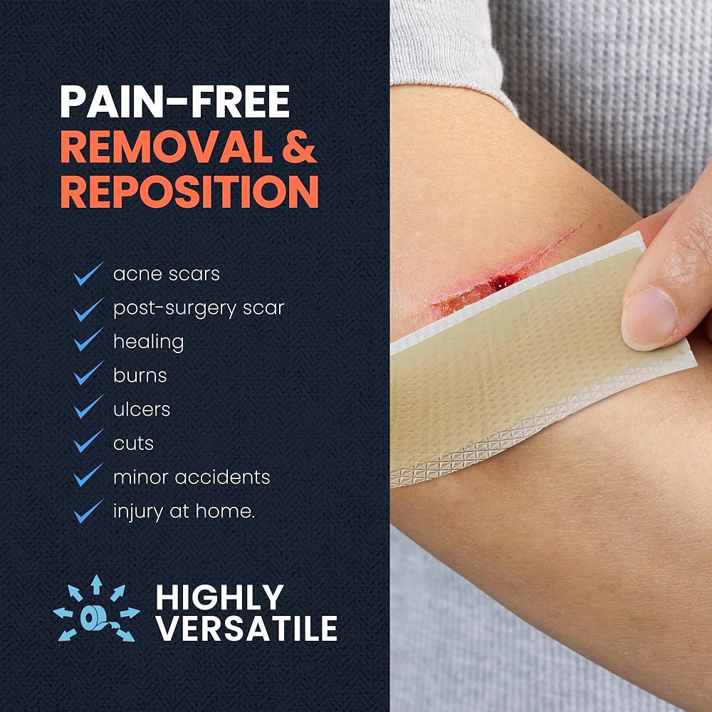 MedPride Easy-Tear Silicone Gel Tape Roll, 1.5" x 1.6yds - Case of 100