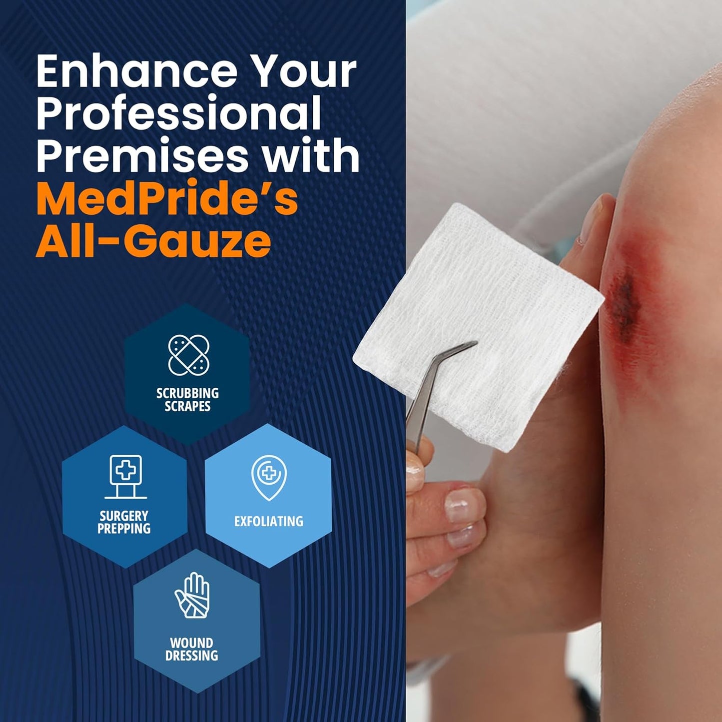 Medpride All Gauze Surgical Sponge Non-Sterile - 4”x 4”, 12-ply Extra Absorbent Sponges, 200/Box, Case of 10 (2,000 Count)