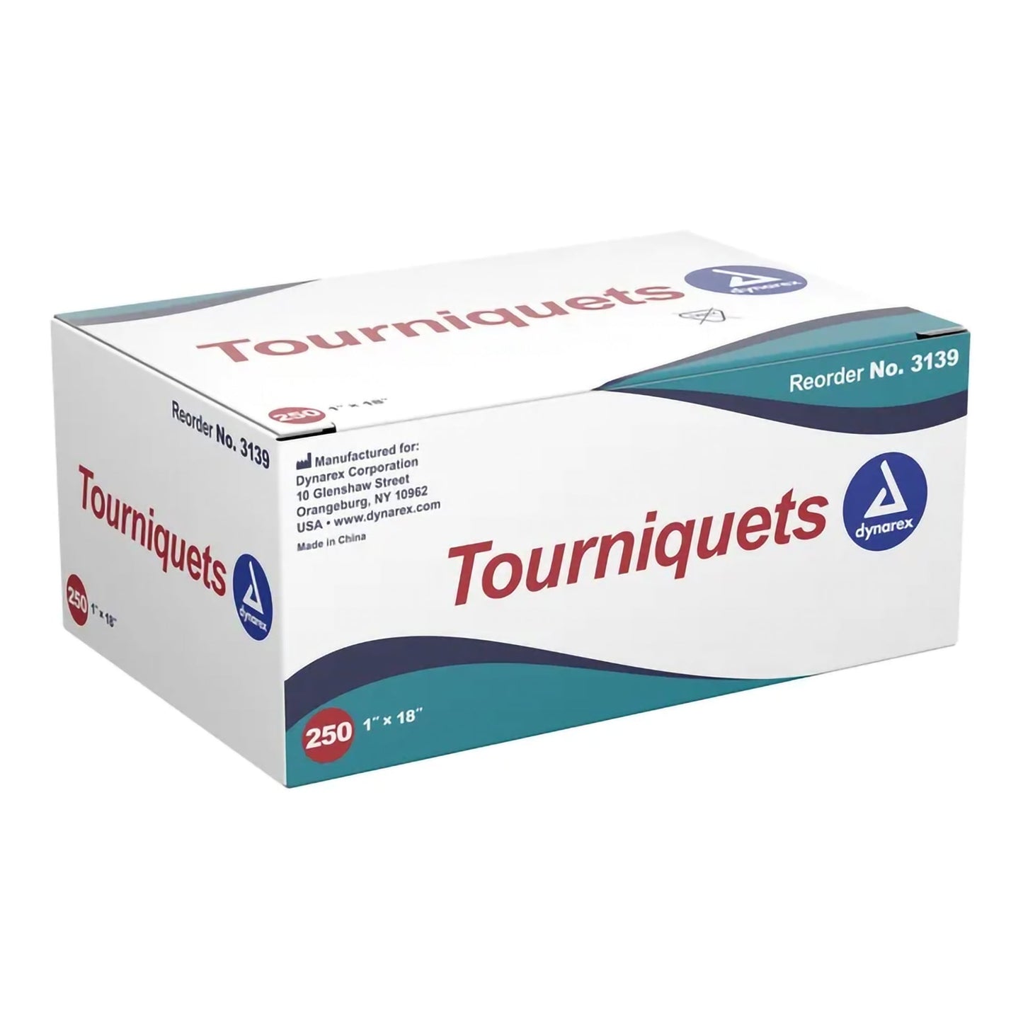 Dynarex Tourniquets - Latex Free, 1" x 18", Blue, 250ea/bx, 10bxs/cs (2500 Count)