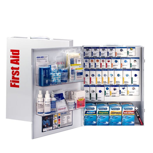 First Aid Only 150 Person XL Metal SmartCompliance Food Service First Aid Cabinet With Medications