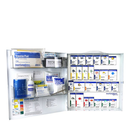 First Aid Only SmartCompliance Large ANSI B Metal First Aid Cabinet With Medications For General Business