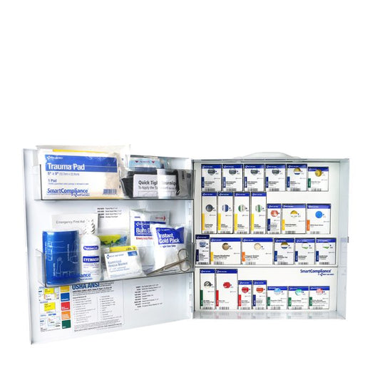 First Aid Only SmartCompliance Large ANSI B Metal First Aid Cabinet With Medications For Food Service