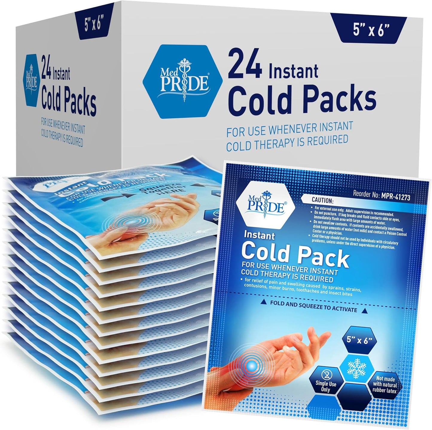 MedPride Instant Cold Pack for Injuries & Pain Relief 5"x6" - 24/cs.