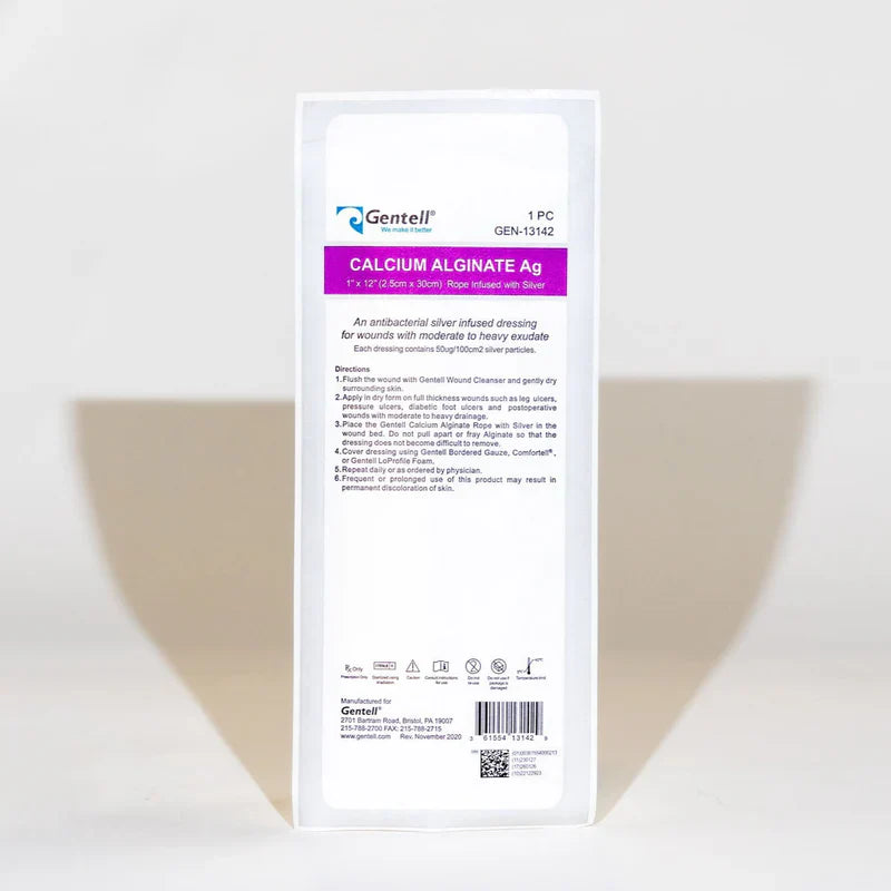 Gentell Calcium Alginate Ag (Silver) Dressings 12" Case (50/CS)