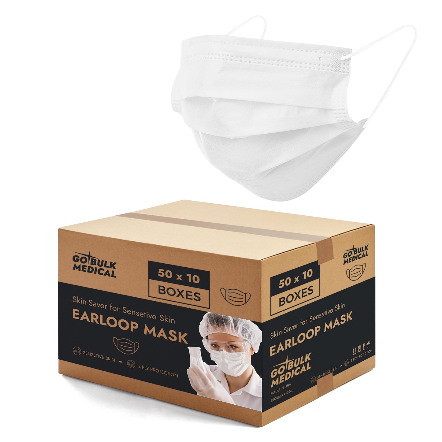 Sensitive Skin Earloop Masks by Pro Gear - Case of 500