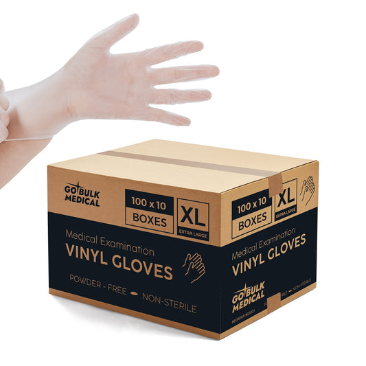 Vinyl Gloves Case of 1000 4.3 mil Thick Powder-Free Heavy Duty Disposable Gloves