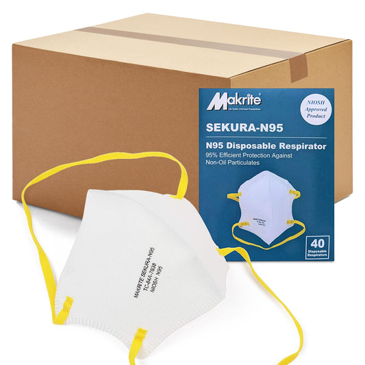 Makrite 480pcs Sekura N95 Foldable Particulate Respirator Mask, Regular Size