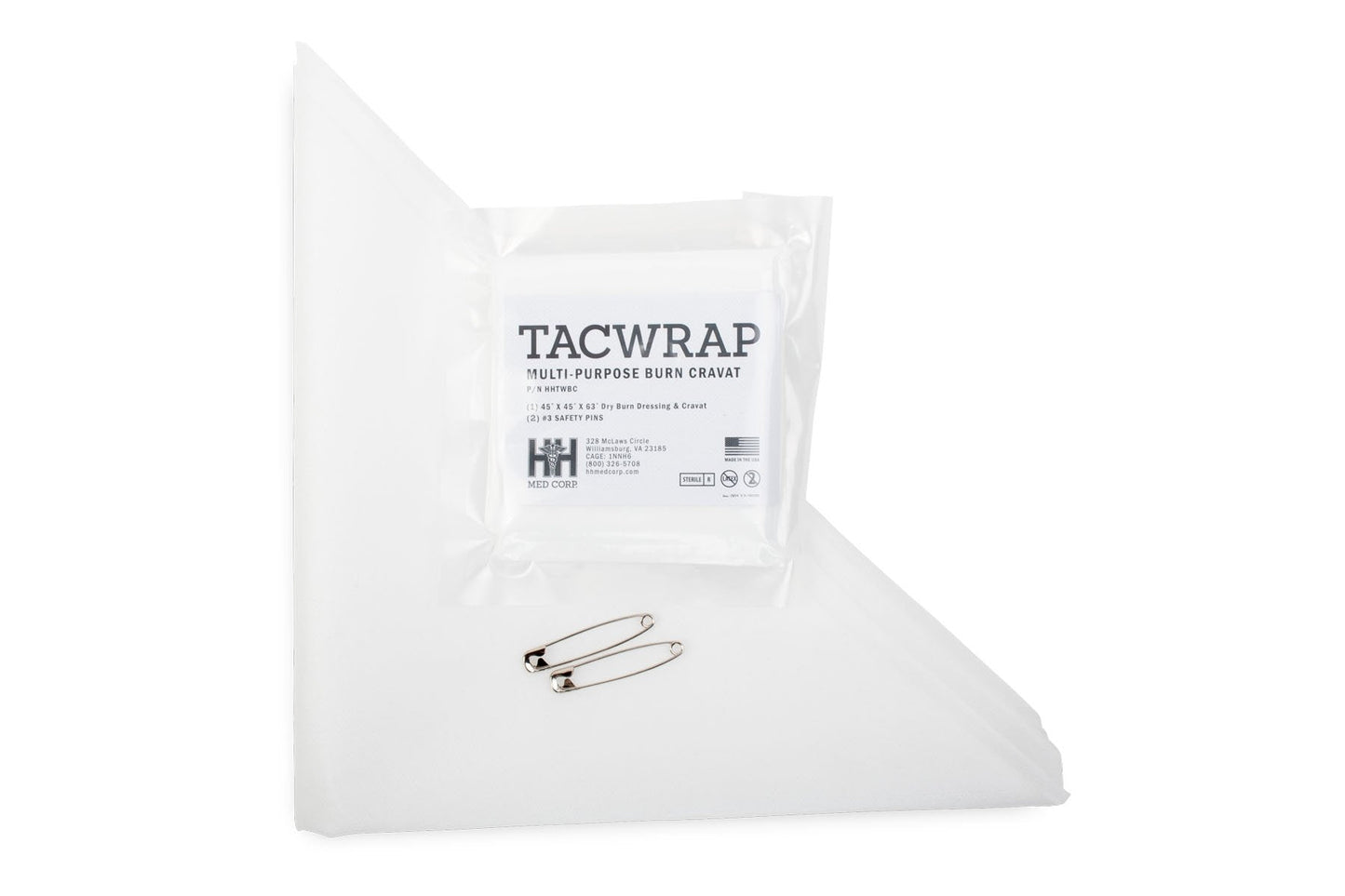 HH Medical TACWrap, Multi-purpose Sterile Dry Burn Dressing/Cravat (Case of 25)