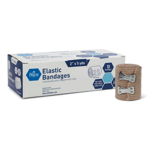 MedPride Non-Sterile Elastic Bandage with Clips - 2" - 10/Box, Case 5 (50 Count)