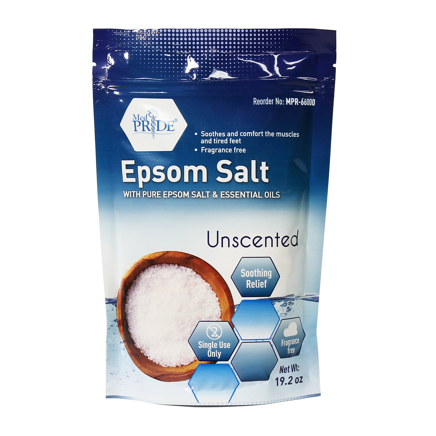 MedPride Epsom Salt, Relaxing Foot Bath Soak with Essential Oils, 19.2 oz. - Case of 12
