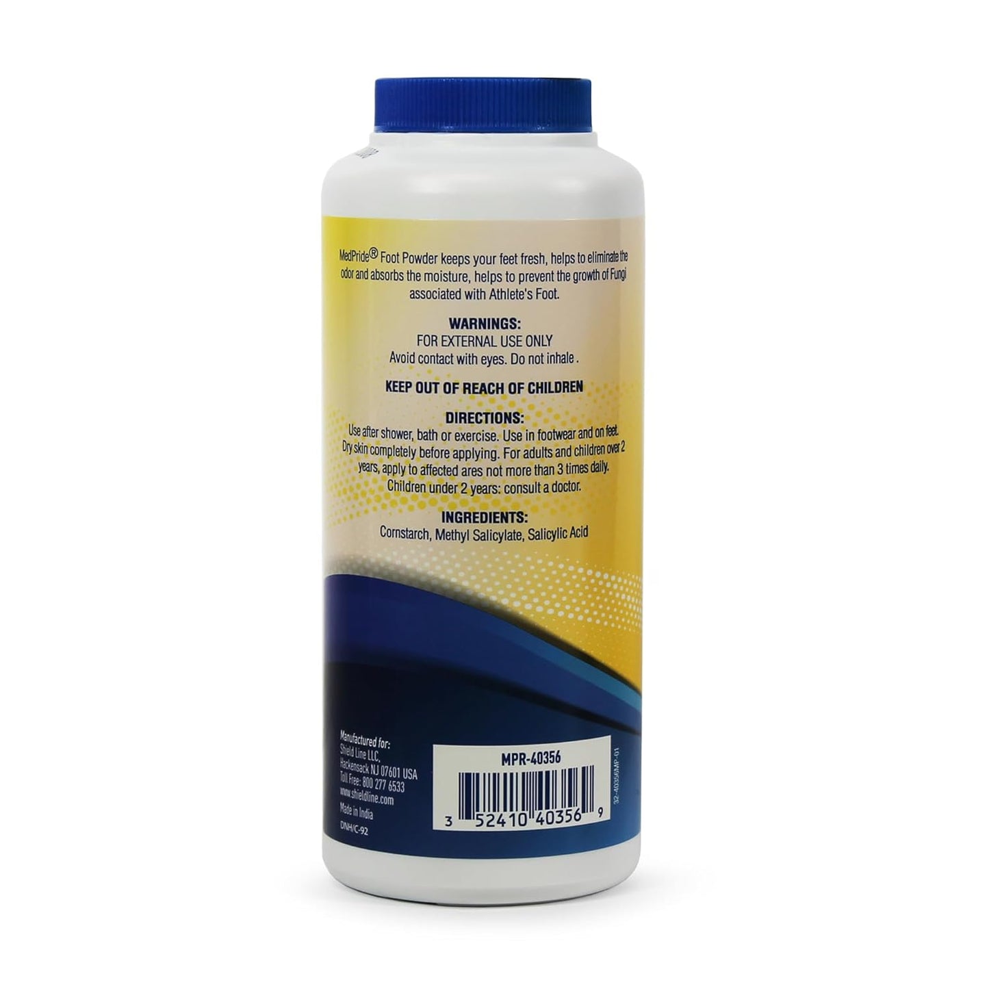 MedPride Cooling Foot Powder Talc Free Odor Absorber Shoe Deodorizer, 6 Oz w/seal - 36/cs.