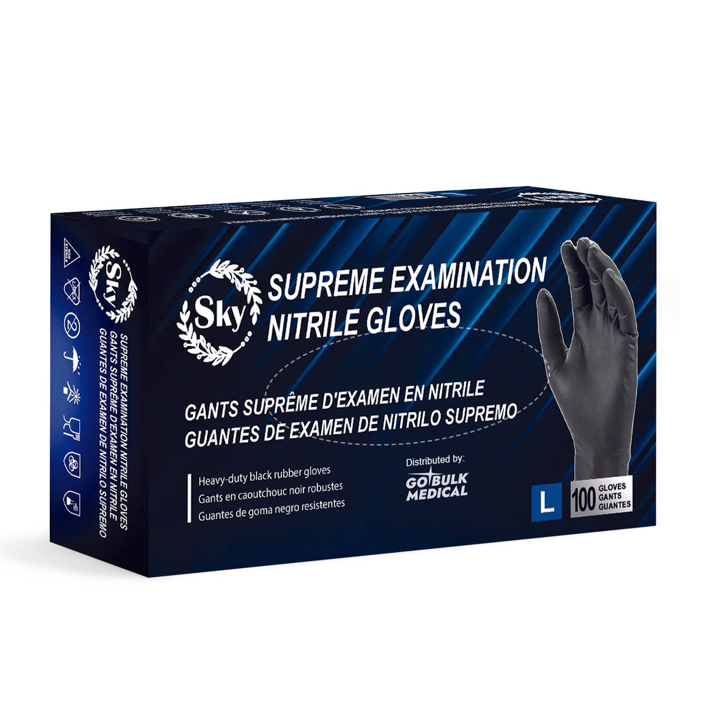 Pallet Sky Black Nitrile Exam Gloves of 100 Cases(100,000 Gloves) 5 mil Thick Powder-Free Heavy Duty Disposable