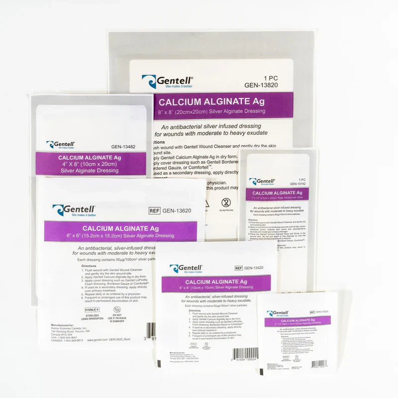 Gentell Calcium Alginate Ag (Silver) Dressings Case (50/CS)