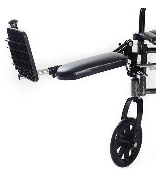 Hemi-Height Manual Wheelchair with Detachable Desk Arms: Low Seat for Foot Propulsion & Removable Leg Supports