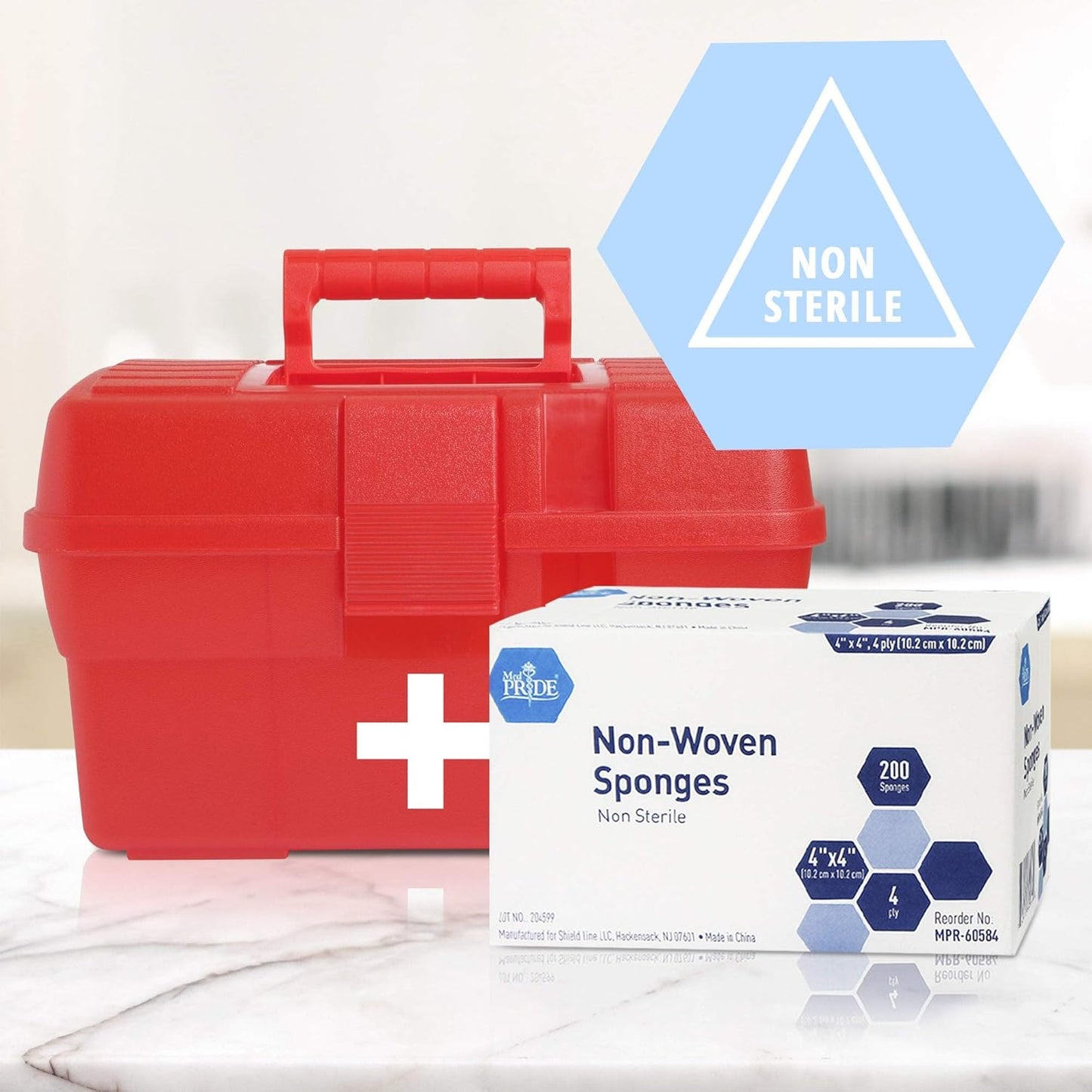 MedPride Non-Woven Surgical Sponges, First Aid Wound Care Dressing Sponge Non-Sterile - 2"x2" - 4 Ply, 200/Box, Case of 20 (4000 Count)