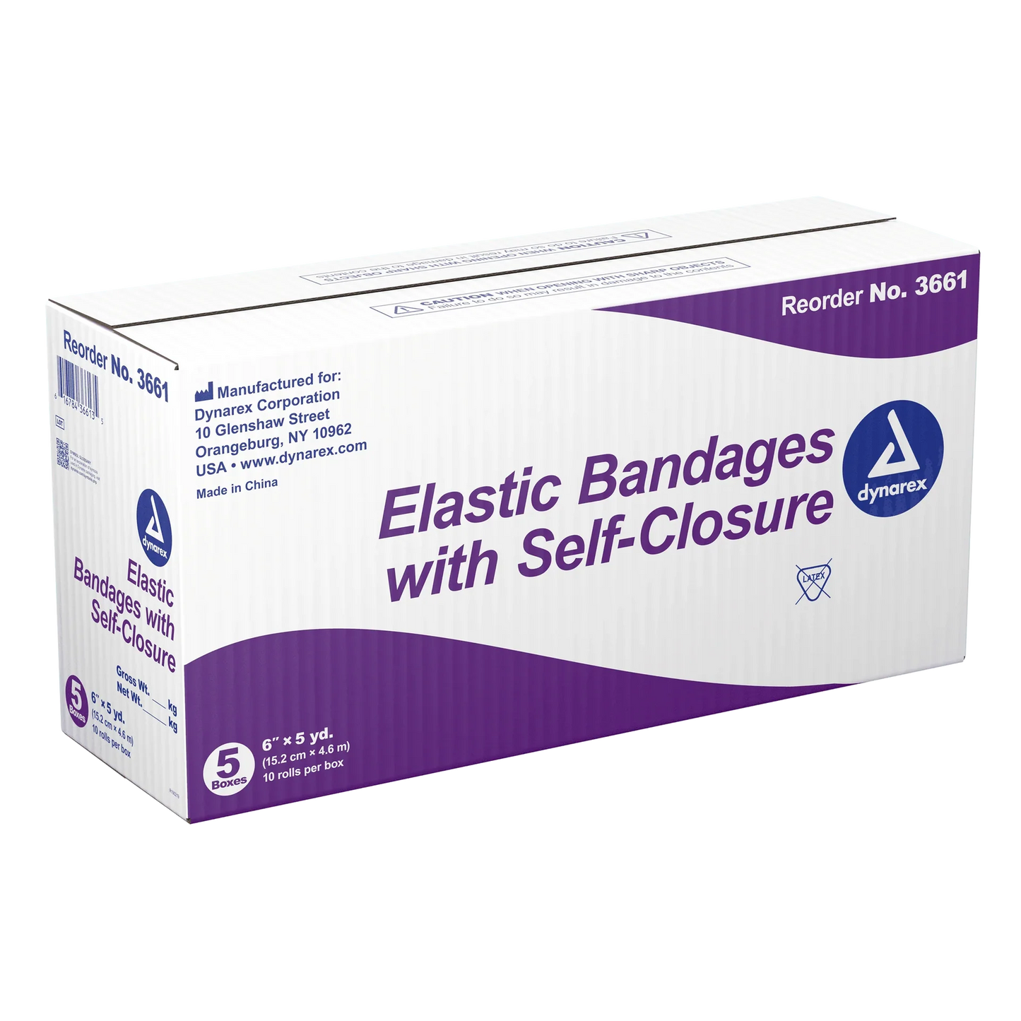 Dynarex Elastic Bandage w/ Self-Closure, 10ea/bx, 5bxs/cs (50 Count)