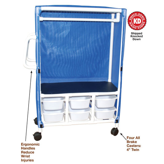 MJM International 345-1C-6T Linen / Specialty Cart with Cover 1 Shelf PVC 4" Twin Casters