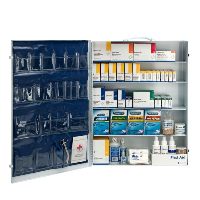 First Aid Only 200 Person 5 Shelf First Aid Industrial Metal Cabinet With Pocket Liner