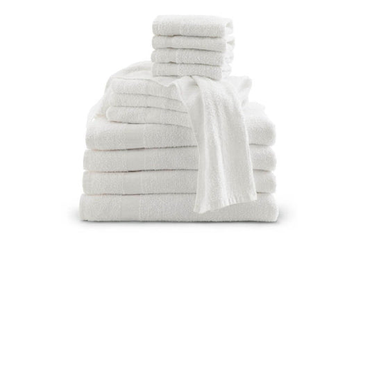 KSE Hand Towels, White Terry, 16x27, 86/14 Blend (Pack of 12)