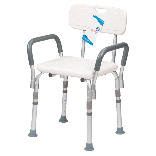 Dynarex Shower Chair w/ Removable Back and Arms, White, 1pc/bx,4bx/cs