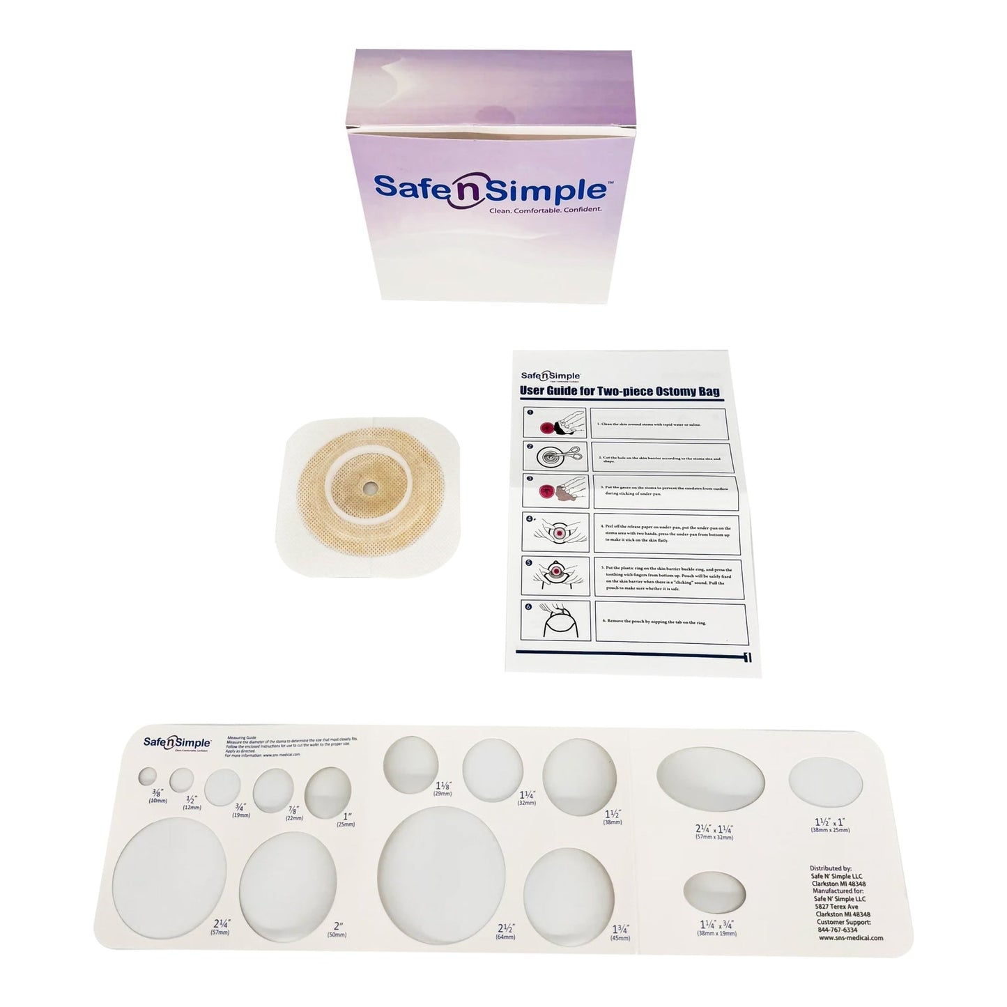 Safe N Simple 2- Piece Wafer Standard Wear Tape Collar White 1 3/4" Flange Cut to Fit (80 Count)