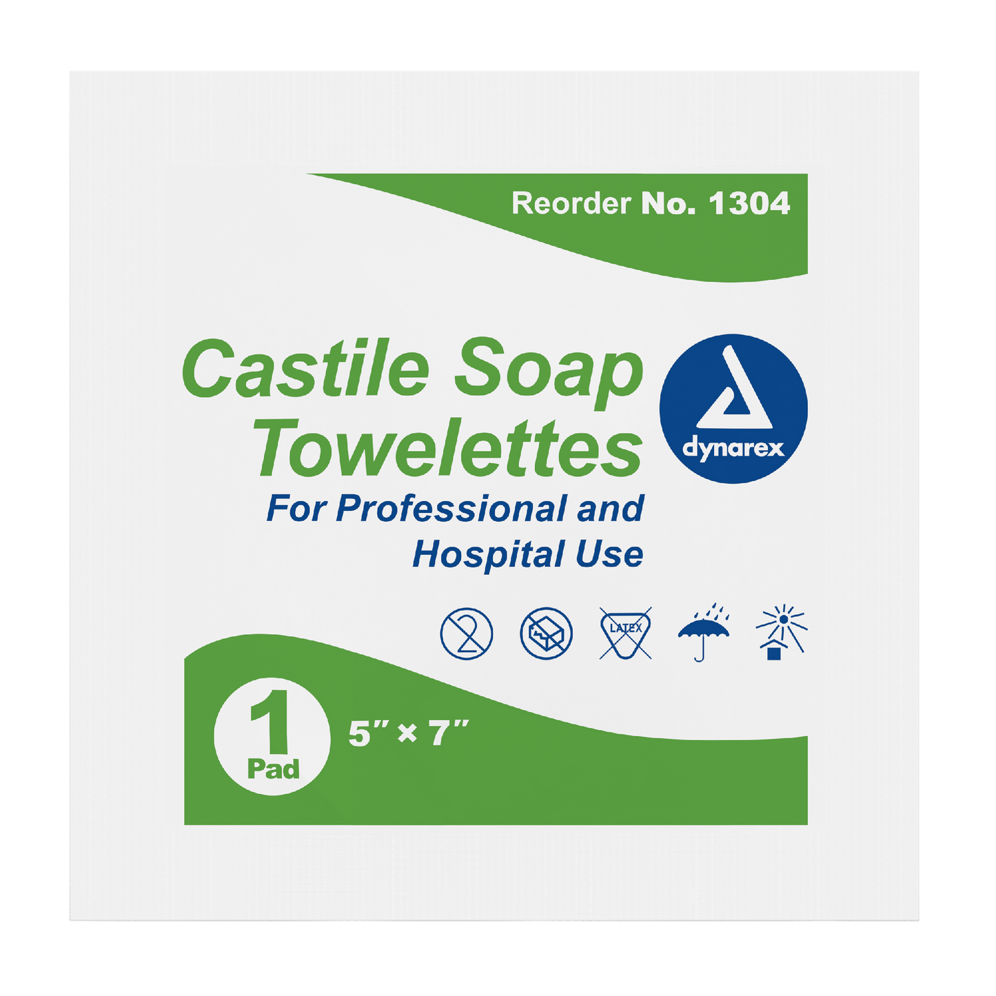 Dynarex Castile Soap Towelettes, 5" x 7", 100ea/bx, 10bxs/case (1000 Count)