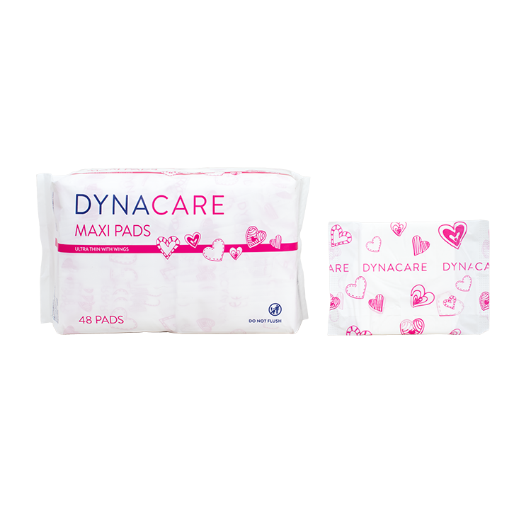 Dynacare Maxi Pads Ultra Thin with Wings, 2/48/cs