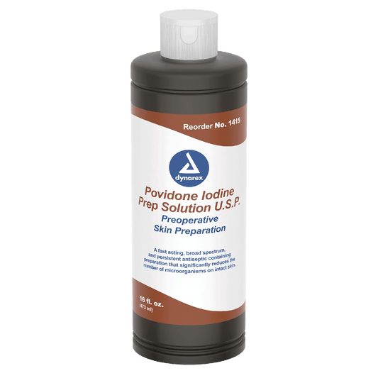 Dynarex Povidone Iodine Prep Solution, 16 oz. Bottle, 24bot/case (24 Count)