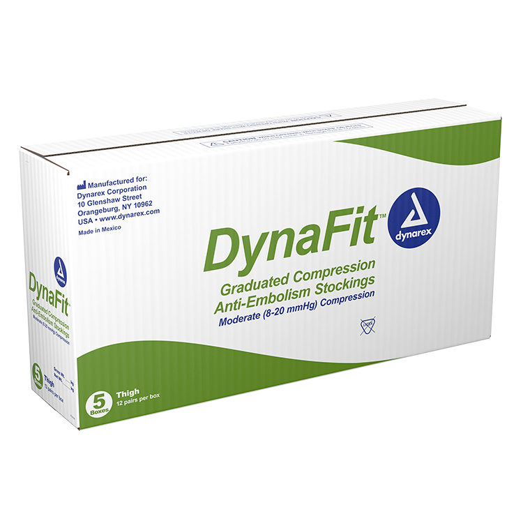 Dynarex DynaFit Compression Stockings - Thigh, Large, 12pairs/bx, 5bxs/case (60 Pairs)