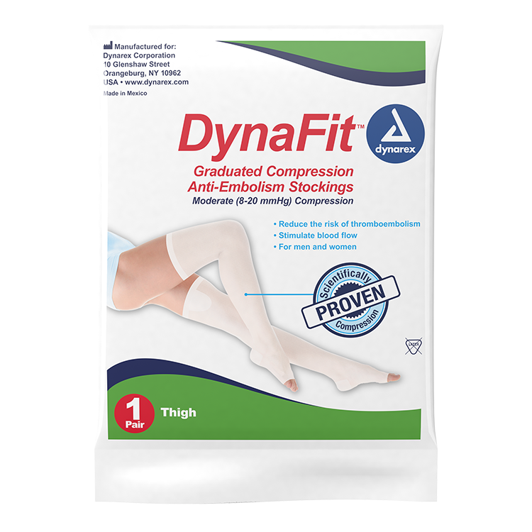 Dynarex DynaFit Compression Stockings - Thigh, X-Large, 12pairs/bx, 5bxs/case (60 Pairs)