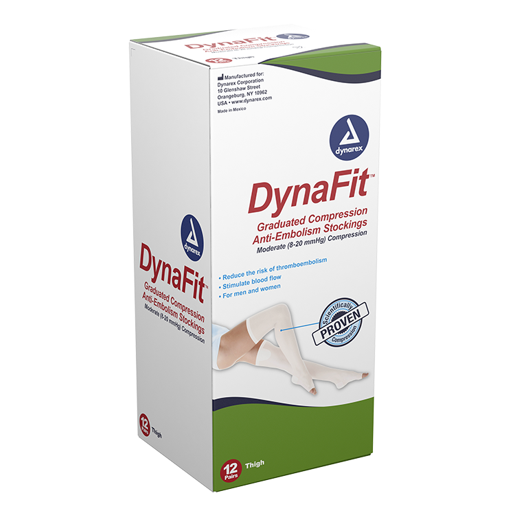Dynarex DynaFit Compression Stockings - Thigh, X-Large, 12pairs/bx, 5bxs/case (60 Pairs)