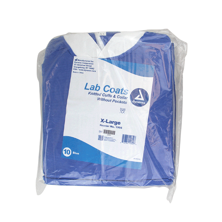 Lab Coats Lab Coat w/out Pockets, X-Large, Blue, 3/10/cs