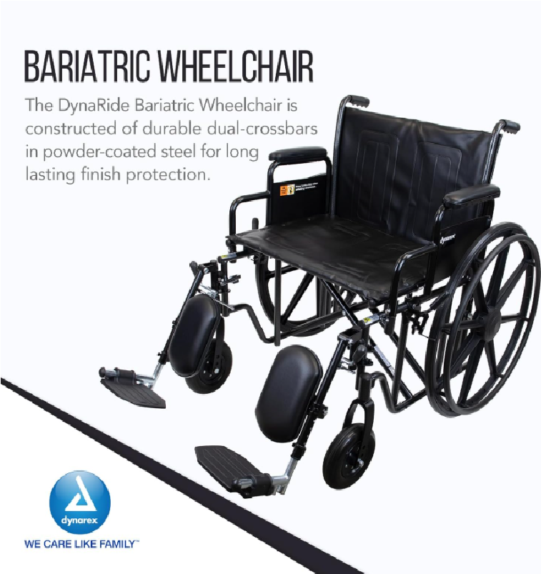 Dynarex Bari+Max Bariatric Wheelchair with Desk Arm Elevating Leg Rest, Silver Vein | 500 lb Weight Capacity