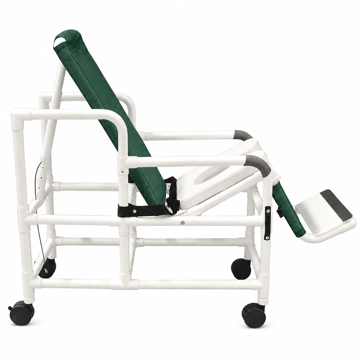 MJM International 193-TIS Tilt "N" Space Shower Chair With Open Front Soft Seat, Buckle Safety Belt, Double Drop Arms, 250 Lbs Weight Capacity